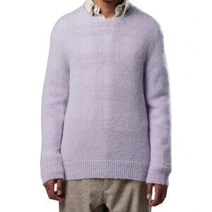NN07 Sweater Mens Medium Solid Purple Pullover Crew Alpaca Mohair WALTHER $315